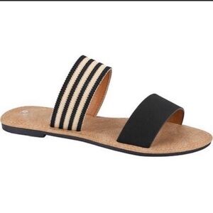 Shein black and white striped sandals.
